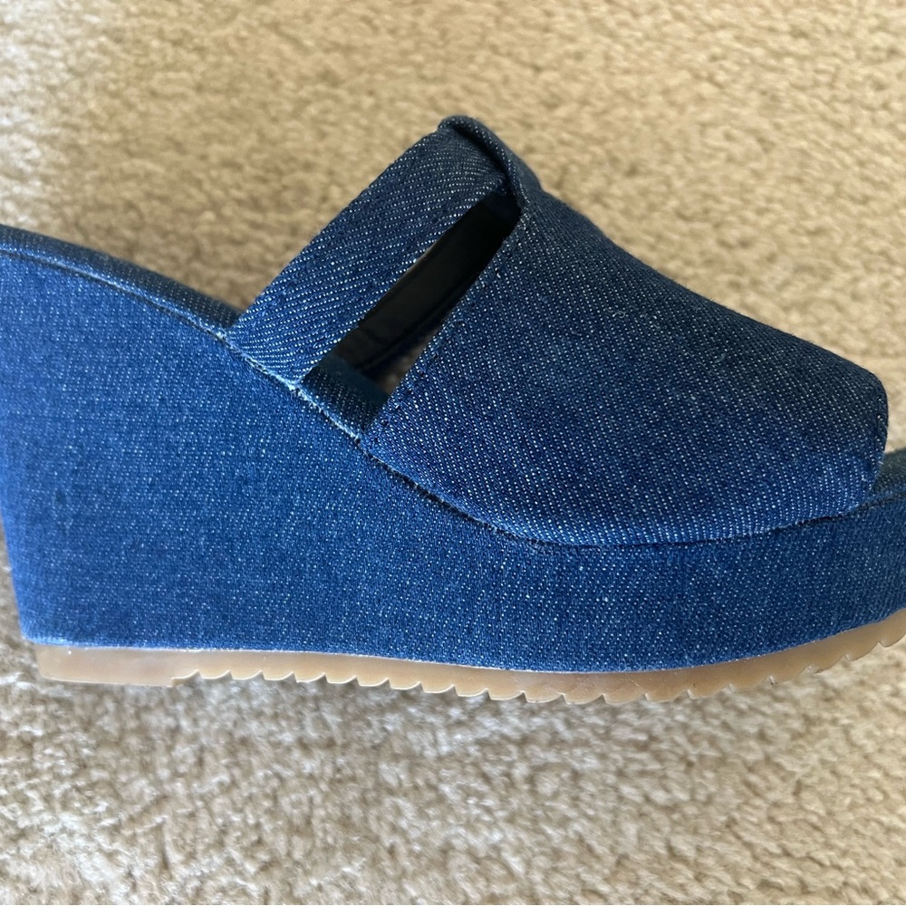 Denim Wedge Sandals